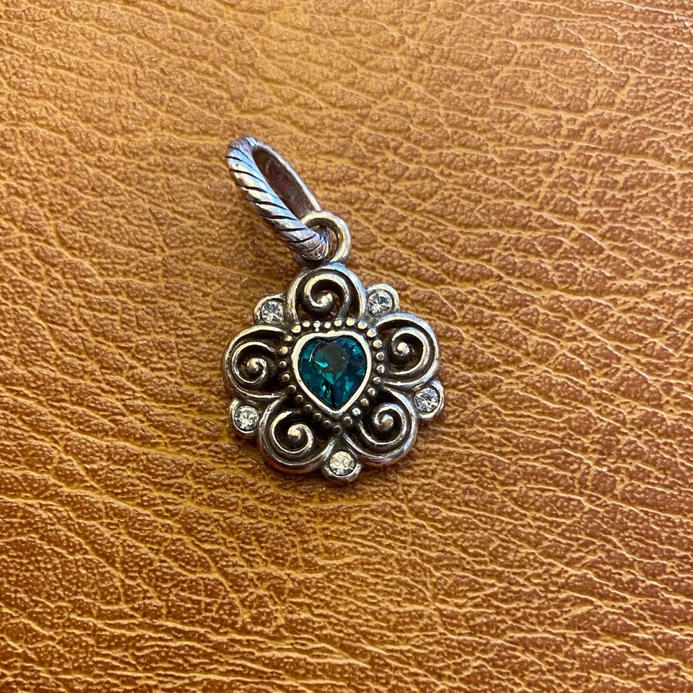 Brighton Green Heart Birthstone Flower Charm With Swarovski Crystal-Retired